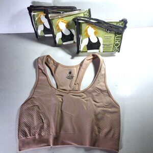 Yoga Bra Nude Wireless Seamless Activewear Workout Med Nude Racerback Lot Of 3